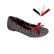 Womens Polkadot Ballet Flats Interchangeable Lacing Black White