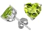 1.40 cttw Genuine Heart Genuine Heart Shape Peridot Earring Studs in 14k White Gold