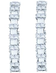 14KT White Gold 4.51 CTW Diamond Fashion Hoops