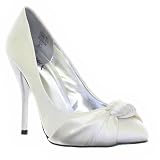 Bridal Wedding High Heel Ivory Satin Shoes Size 3-8