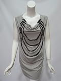 Alberto Makali womens grey bugle beaded cowl neck tunic top M Alberto Makali womens grey bugle beaded cowl neck tunic top M