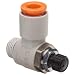 SMC AS Air Flow Control Valve, PBT & Nickel Plated Brass, Elbow, Low Speed, With Sealant, NPT Male X Push-to-Connect Fitting