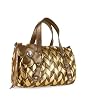 Fontanelli Brown & Gold Italian Woven Leather Mini Handbag