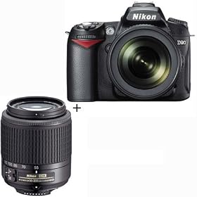 Nikon D90 12.3 Megapixel Digital SLR Camera Two Lens Kit, with AF-S DX NIKKOR 18-105mm f/3.5-5.6G ED VR Lens & Nikon 55mm - 200mm f/4-5.6G ED AF-S DX Af Zoom Lens - U.S.A. Warranty