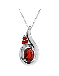 1.46 Ct Genuine Oval Red Garnet Gemstone Sterling Silver Pendant