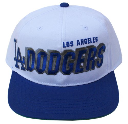 Los Angeles Dodgers 2 Tone White/Blue Script LA Logo Plastic Snapback Flatbill Adjustable Hat