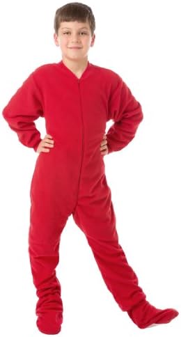 Big Feet PJs Red Junior Fleece Footed Pajamas