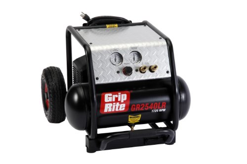 Grip-Rite GR2540LR 2HP 4 Gallon 1725 RPM Compressor With Wheel Kit