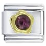 Golden Purple Flower Birthstone Italian Charms