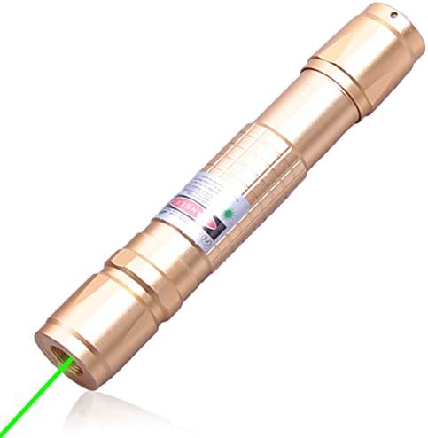 100mw Professional Aerospace aluminum alloy Laser Green Flashlight, Fire Match Laser Pointer Mini Laser Projector Pen Beam Light with Babysbreath Light Led (Golden)