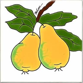 FRUITS-VEGETBLES-TRIVETS-WALL PLAQUES-PEARS TILE by Besheer Art Tile, Bedford, New Hampshire, U.S.A.