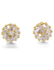 1.00 cttw. Round Diamond Ladies Flower Earrings 14K Yellow Gold