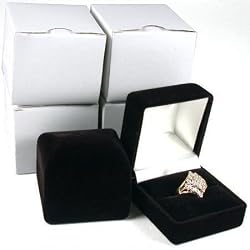 4 Black Flocked Ring Gift Boxes Jewelry Displays