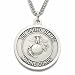 1" Sterling Silver Marines Medal, St. Michael on Back on 24" chain