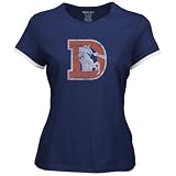Reebok Denver Broncos Ladies Navy Blue Retro Logo Double Layer Tissue T-shirt