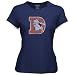 Reebok Denver Broncos Ladies Navy Blue Retro Logo Double Layer Tissue T-shirt
