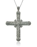 Sterling Silver Oxidized Cross Pendant, 18