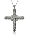 Sterling Silver Oxidized Cross Pendant, 18