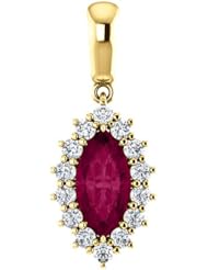 10K Yellow Gold 10.00x5.00mm Marquise Cut Rhodolite Garnet and Diamond Pendant -- LIFETIME WARRANTY