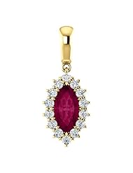 14K Yellow Gold 10.00x5.00mm Marquise Cut Rhodolite Garnet and Diamond Pendant -- LIFETIME WARRANTY