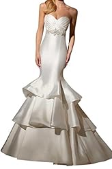 Strapless Mermaid   Satin Natural   Waistline Bandage Dress/Wedding Dress  With Rhinestones and Ruffles