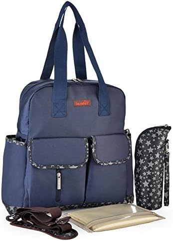 Multifunction Mummy Bag Backpack Larger Capacity Mummy Handbag Baby Changing Diaper Nappy Bag (Blue)