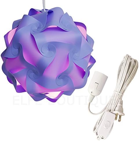 Puzzle Lights with Cord, Home Decoration Assembly Jigsaw Puzzle Lamp Shade Kit with 12' Hanging Lantern Cord with On/Off Switch, Large Size (Purple)