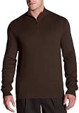 Perry Ellis Men's 1/2 Zip Mock Sweater,Chocolate Hthr,XX-Large