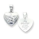14k White Gold Reversible Guardian Angel Pendant