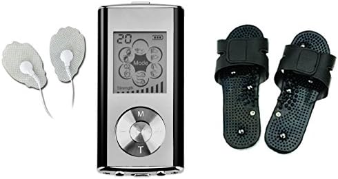 FDA Cleared OTC TAMTEC TENS Handheld Portable Electronic Pulse Massager - Pain Therapy Electronic Muscle Stimulator with BONUS MASSAGE SLIPPERS (Black)