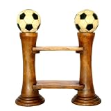 Handmade Carved Soccer Ball Design Wood Bookcase - 31"
