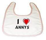 Baby Bib with I Love Annys (first name/surname/nickname) by Shopzeus