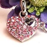 Pink Dangling Hearts Cell Phone Charm Strap Rhine Stone