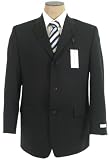 Calvin Klein Mens Single Breasted 3 Button Solid Black Wool Suit - Size 40R