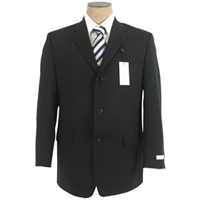 Buy Calvin Klein Mens Single Breasted 3 Button Solid Black Wool Suit - Size 40R by Calvin Klein