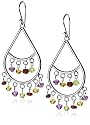 Sterling Silver Peridot, Garnet, Citrine & Amethyst Dangle Earrings