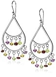 Sterling Silver Peridot, Garnet, Citrine & Amethyst Dangle Earrings