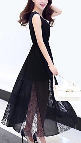 SLRMALL Womens Elegant Sleeveless Chiffon LaceLong Dress