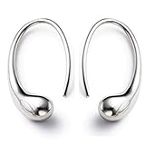 ANDI ROSE Fashion Jewelry Women Teardrop Drop Hoop Plated 925 Sterling Silver Earrings (Large) thumbnail