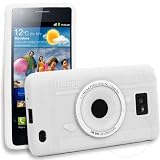 AIO Camera Style Silicone Case For Samsung Galaxy S2 i9100 With Film - White