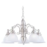 41CUdbNp2LL. SL160  Sea Gull Lighting 31051 962 Canterbury Five Light Chandelier, Brushed Nickel Finish with Satin Etched Glass
