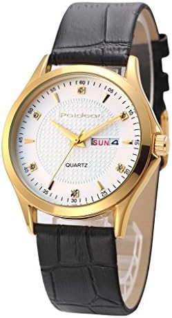 PAIDEAR Men's White Dial Scratch-Resistant Week and Date Display Waterproof Luminous Quartz Watch