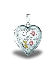 Sterling Silver HEART Mom Locket 3/4 inch x 3/4 inch in Sterling Silver