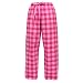 Bubblegum Pink tartan plaid check tie cord flannel cotton pants for lounging, sleep, sports. Unisex relaxed fit,