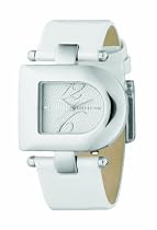 DKNY NY4314 Ladies D Shape Silver Dial, Ivory Leather Strap Watch