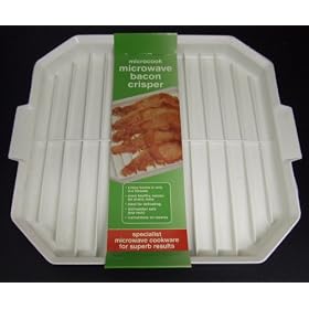 WHITE PLASTIC MICROWAVEABLE BACON CRISPER