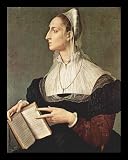 Angelo Bronzino (Portrait of Laura Battiferri) Black Wood-Mounted Art Poster Print - 11 X 17