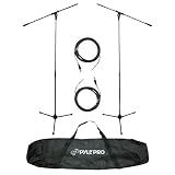 On Sale PYLE-PRO PMKSKT10 Dual Tripod Microphone Stands with Dual 1/4 Inches to XLR Mic Cables and Bag Kit