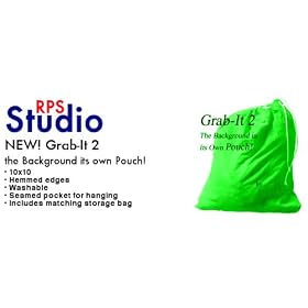 NEW 10x10 RPS Studio Grab-It 2 Washable Background with Pouch - Chromakey Green