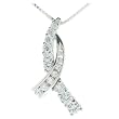 Sterling Silver Journey Cubic Zirconia Ribbon Pendant On 18" Chain